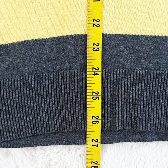 Croft & Barrow Yellow‎ and Gray Color Block Stripe Sweater Size Large - Picture 5 of 7